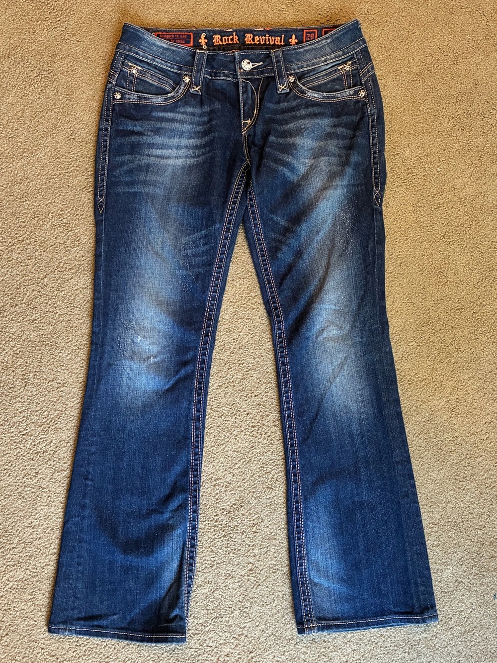 Buckle Rock Revival Gwen Easy Boot Cut Dark Blue Denim Jeans Size 29 Pants